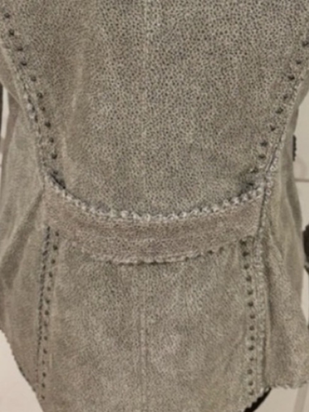 Bradley NEW Leather Button Front Jacket Womens S Taupe Grey Western Ranch Studs - Picture 7 of 13